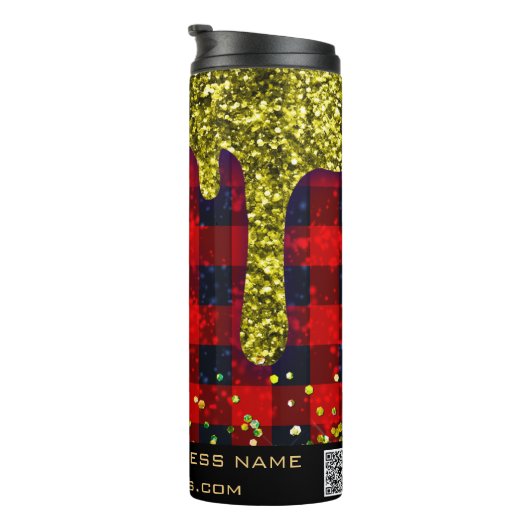 *~* QR SWAG Rustige Kerstmis Glitter Red Pset Thermosbeker (Geroteerd rechts)