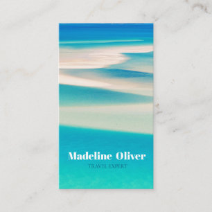 QR Travel Business Ocean Beach Zee Aqua Blue Visitekaartje