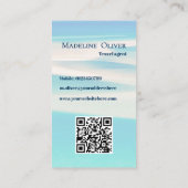 QR Travel Business Ocean Beach Zee Modern Blue Visitekaartje (Achterkant)