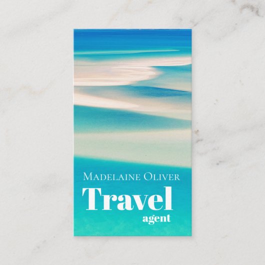 QR Travel Business Ocean Beach Zee Modern Blue Visitekaartje (Voorkant)