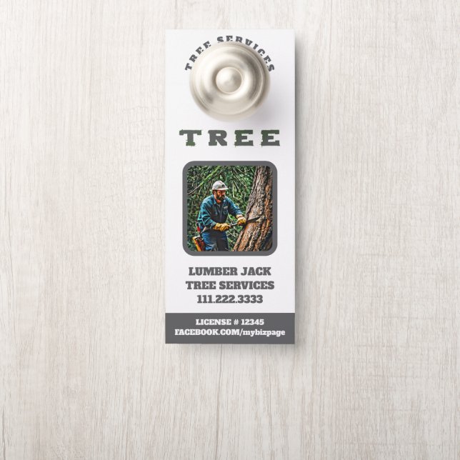 *~* QR Tree Man Lumber Jack Tree Services Door Deurhanger (Op knop)