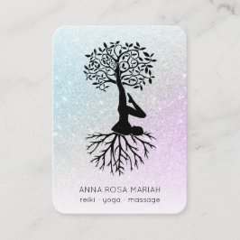 *~* QR Tree of Life Yoga. Pastel Glitter Zen Visitekaartje