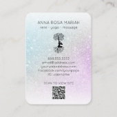 *~* QR Tree of Life Yoga. Pastel Glitter Zen Visitekaartje (Achterkant)