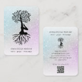 *~* QR Tree of Life Yoga. Pastel Glitter Zen Visitekaartje (Voorkant / Achterkant)