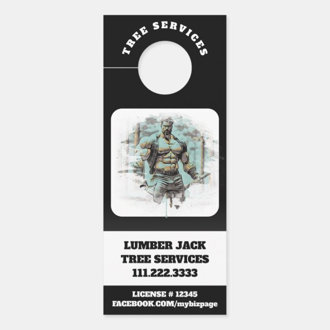 *~* QR Tree Services gespierd Mannen deur Deurhanger (Voorkant)