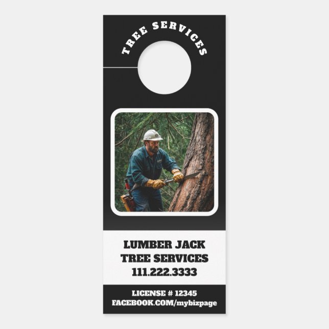 *~* QR Tree Services Lumber Jack Door Deurhanger (Voorkant)