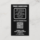 *~* QR Tree Services Lumber Jack Tree Trunk Visitekaartje (Achterkant)