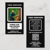 *~* QR Tree Services Lumber Jack Tree Trunk Visitekaartje (Voorkant / Achterkant)