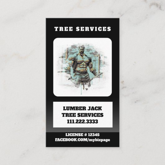*~* QR Tree Services Muscular Man Artistic Visitekaartje (Voorkant)