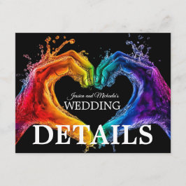 🌈❤️QR + Trouw DETAILS Heart of Pride bruiloft Informatiekaartje