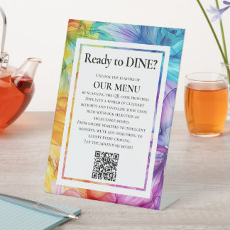 QR Trouwmenu ETHERISCHE BLOEI Reclamebord Met Voetstuk