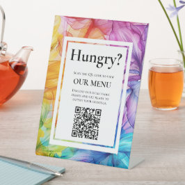 QR Trouwmenu ETHERISCHE BLOEI Reclamebord Met Voetstuk