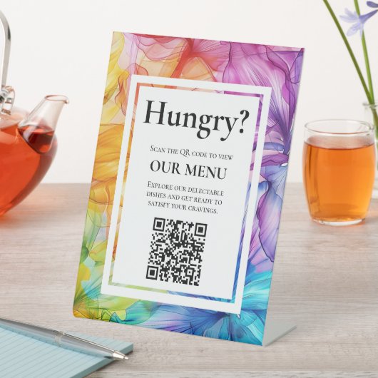 QR Trouwmenu ETHERISCHE BLOEI Reclamebord Met Voetstuk (Insitu)