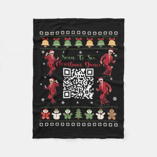 QR Trump Dance Code President Dance Code Kerst Fleece Deken (Voorkant)