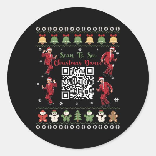 QR Trump Dance Code President Dance Code Kerst Ronde Sticker (Voorkant)