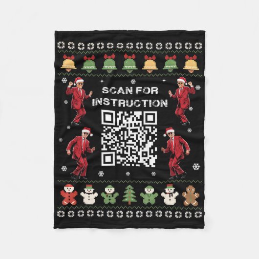 Qr Trump Dance Code President Scan For Instruction Fleece Deken (Voorkant)