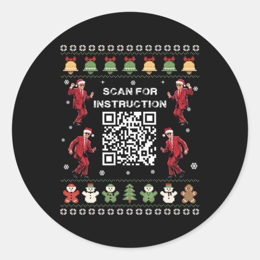QR Trump Dance Code President Scan voor instructie Ronde Sticker (Voorkant)