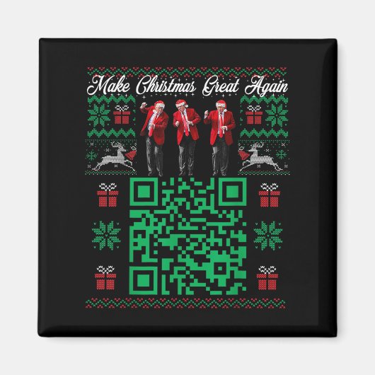 Qr Trump Dans Code Kerstman Trump Maak Kerstmis Gr Magneet (Voorkant)