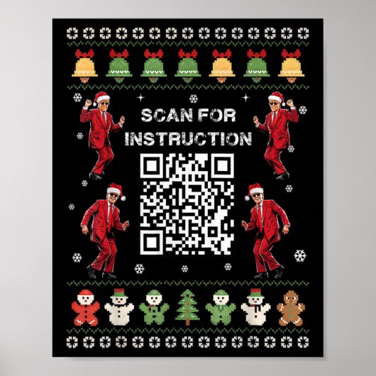 Qr Trump Dans Code President Scan Voor Instructie Poster (Voorkant)