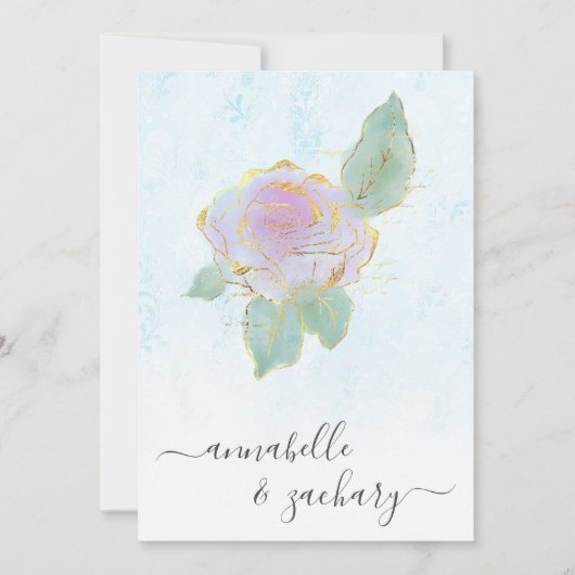 *~* QR TURQUOISE Damask RSVP Roos AR12 Wedding Inv Kaart (Voorkant)