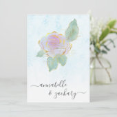 *~* QR TURQUOISE Damask RSVP Roos AR12 Wedding Inv Kaart (Staand voorkant)