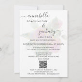 *~* QR TURQUOISE Damask RSVP Roos AR12 Wedding Inv Kaart (Achterkant)