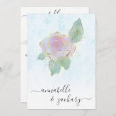 *~* QR TURQUOISE Damask RSVP Roos AR12 Wedding Inv Kaart (Voorkant / Achterkant)