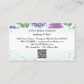 *~* QR Turquoise Floral Succulent Pattern Glitter Visitekaartje (Achterkant)