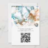 QR Verjaardag Abstracte Marmered Alcoholinkt Kaart (Achterkant)