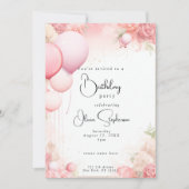 QR Verjaardag Waterverf Shabby Chic Roze Kaart (Voorkant)