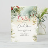 QR Verjaardag Winter Waterverf Botanisch Kaart (Staand voorkant)