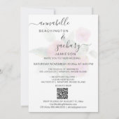 *~* QR Violet Damask RSVP Roos AR12 Huwelijksuitno Kaart (Achterkant)