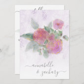 *~* QR Violet Damask RSVP Roos AR12 Huwelijksuitno Kaart (Voorkant / Achterkant)