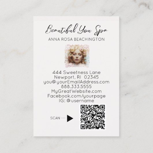 *~* QR Vrouwen Girly Lavendel Roos Glam Visitekaartje (Achterkant)