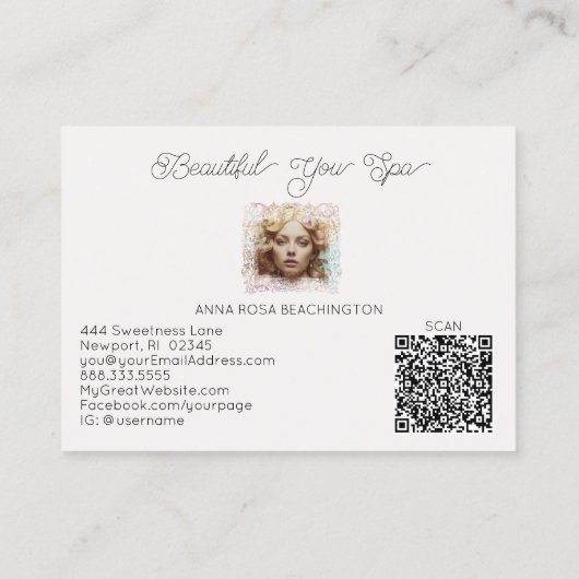 *~* QR Vrouwen Girly Lavendel Roos Pastel Visitekaartje (Achterkant)