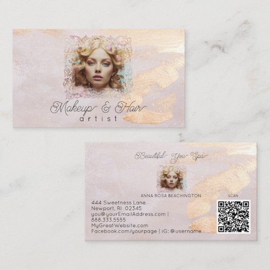 *~* QR Vrouwen Girly Peach Beige Pastel Visitekaartje