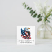 *~* QR VS Amerikaanse vlag Kale Eagle AP16 Vierkante Visitekaartje (Staand voorkant)