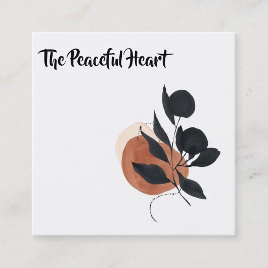 *~* QR Wabi Sabi Abstracte minimale inkt AR27 Eenv Vierkante Visitekaartje (Voorkant)