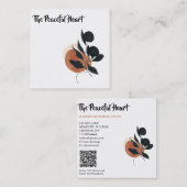 *~* QR Wabi Sabi Abstracte minimale inkt AR27 Eenv Vierkante Visitekaartje (Voorkant / Achterkant)