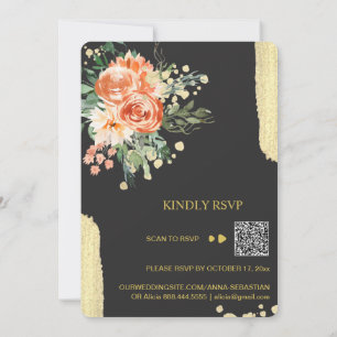 *~* QR WE DOEN AR15 Roze Rose Floral RSVP WEDDING Kaart