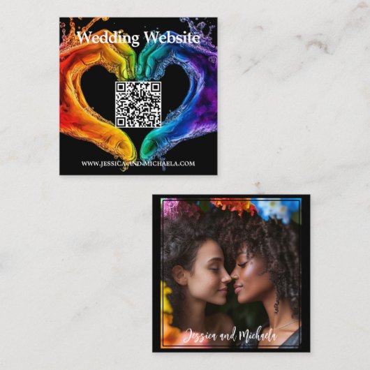 🌈❤️QR + Wedding DETAILS Heart of Pride wedding Informatiekaartje (Voorkant / Achterkant)