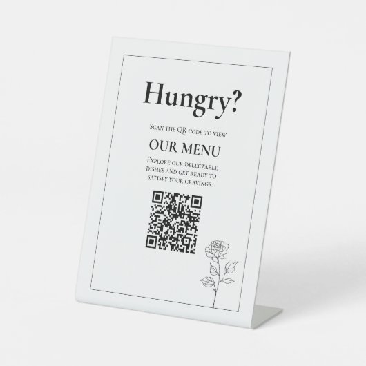 QR Wedding Menu Tijdloze Bloei Reclamebord Met Voetstuk (Voorkant)