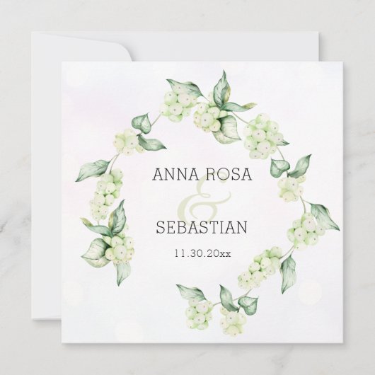 ** QR Winter Snow Berry AR12 Boho RSVP Wedding Kaart (Voorkant)