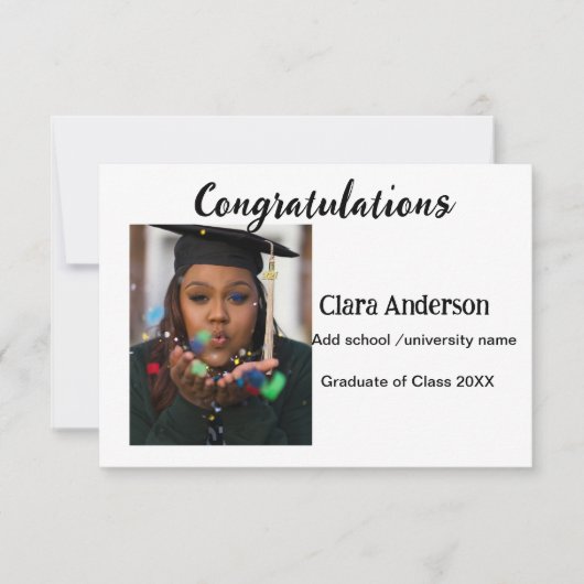 QR wit zwart foto classic eleg afstuderen Kaart (Voorkant)