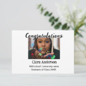 QR wit zwart foto classic eleg afstuderen Kaart (Staand voorkant)