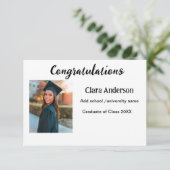 QR wit zwart foto classic eleg afstuderen Kaart (Staand voorkant)