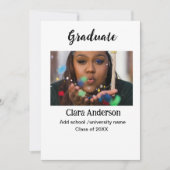 QR wit zwart fotoklassiek afstuderen aankondiging (Voorkant)