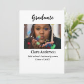 QR wit zwart fotoklassiek afstuderen aankondiging (Staand voorkant)