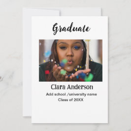 QR wit zwart fotoklassiek afstuderen aankondiging