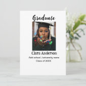 QR wit zwart fotoklassiek afstuderen aankondiging (Staand voorkant)